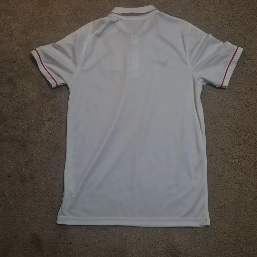 Georgia Bulldogs White Polo Shirt Men's Medium Nike Dri-Fit Striped Short Sleeve